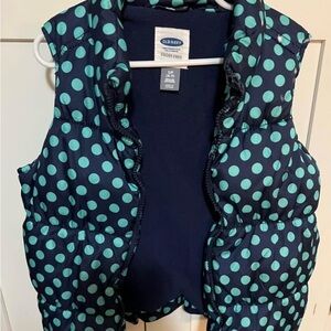 Old Navy Navy Blue Vest with Teal Dots
